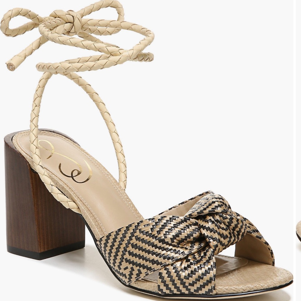 Sam Edelman Bodhi Ankle Tie Sandal Black Neutral Weave